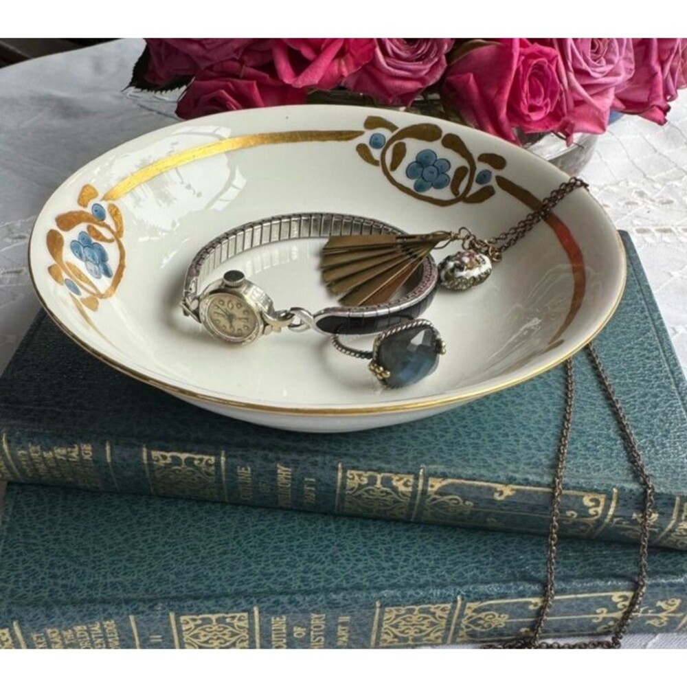 Antique Haviland France Limoges Rare Art Nouveau Berry Trinket Bowl Gilt Gold